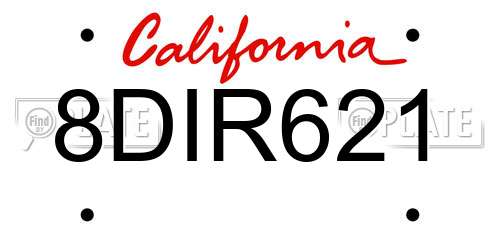 8DIR621 California License Plate