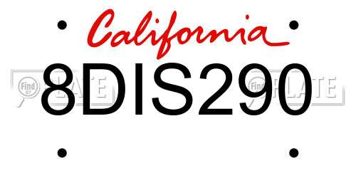 8DIS290 California License Plate