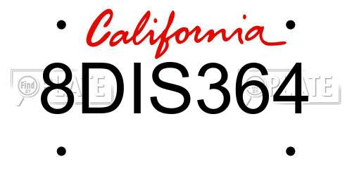 8DIS364 California License Plate