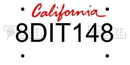 8DIT148 California License Plate