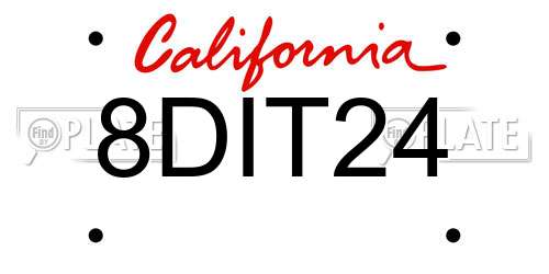 8DIT24 California License Plate