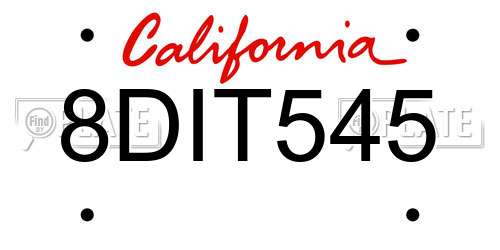 8DIT545 California License Plate