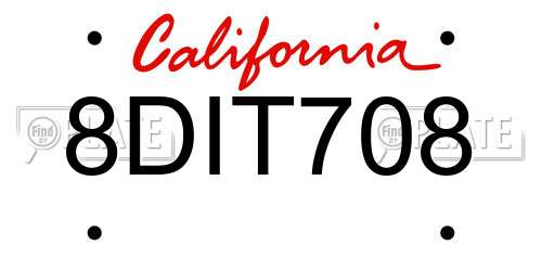 8DIT708 California License Plate