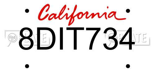 8DIT734 California License Plate