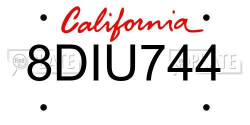 8DIU744 California License Plate
