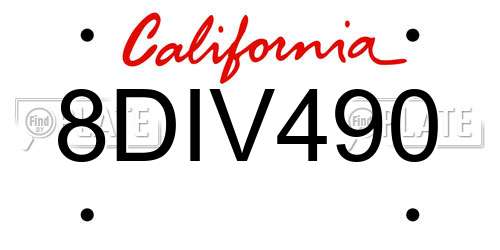 8DIV490 California License Plate