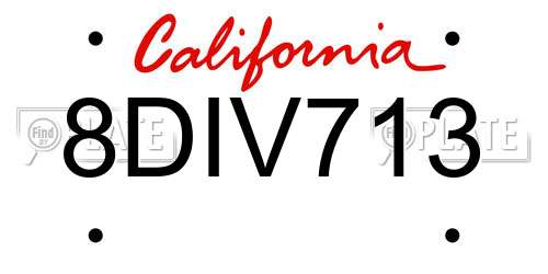 8DIV713 California License Plate