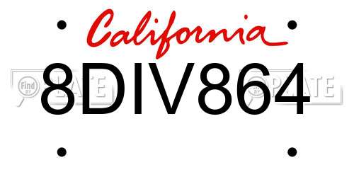 8DIV864 California License Plate