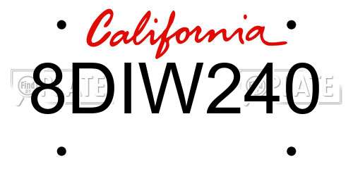 8DIW240 California License Plate