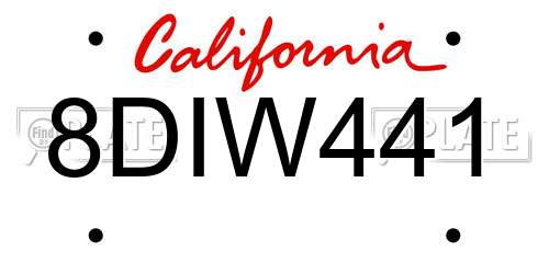 8DIW441 California License Plate
