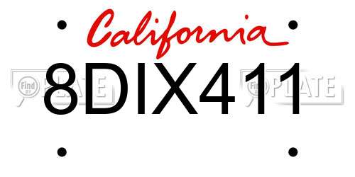 8DIX411 California License Plate