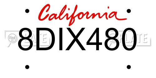 8DIX480 California License Plate