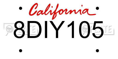 8DIY105 California License Plate