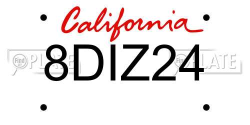 8DIZ24 California License Plate