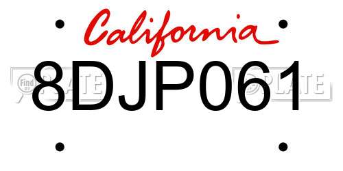 8DJP061 California License Plate