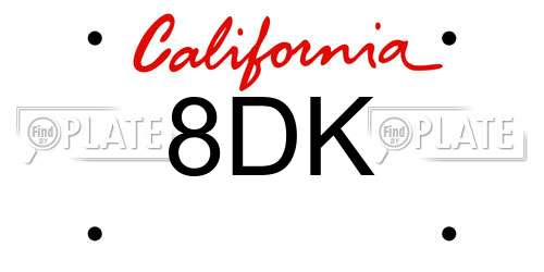 8DK California License Plate