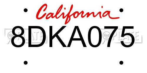 8DKA075 California License Plate