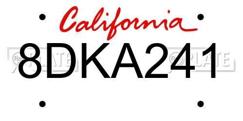 8DKA241 California License Plate
