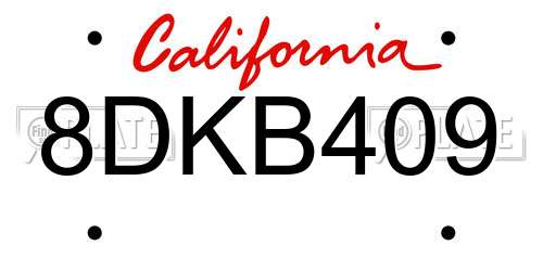 8DKB409 California License Plate