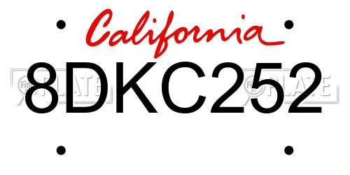 8DKC252 California License Plate