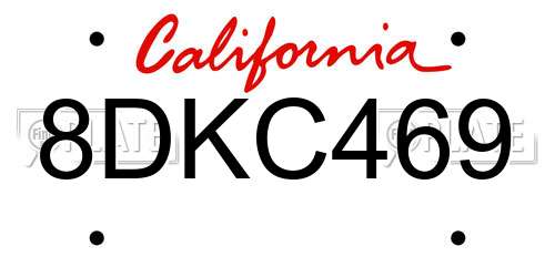 8DKC469 California License Plate