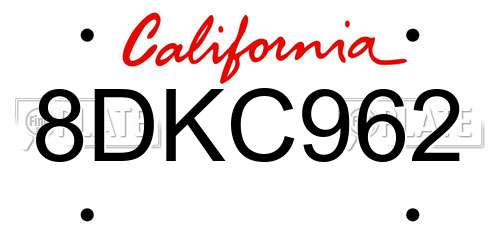 8DKC962 California License Plate