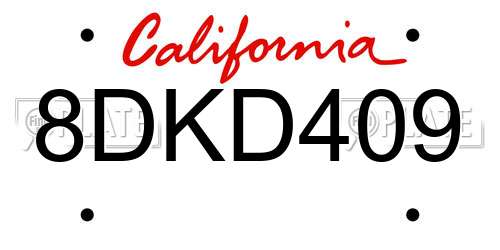 8DKD409 California License Plate