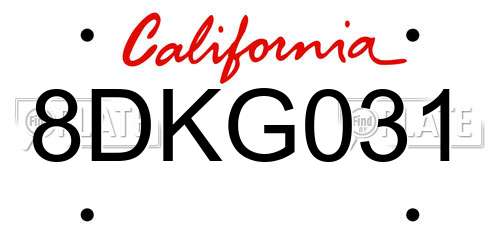 8DKG031 California License Plate