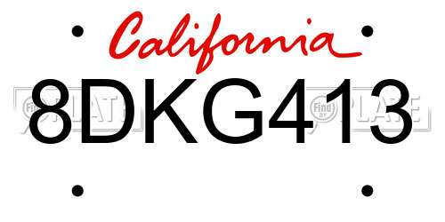 8DKG413 California License Plate