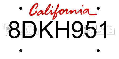 8DKH951 California License Plate