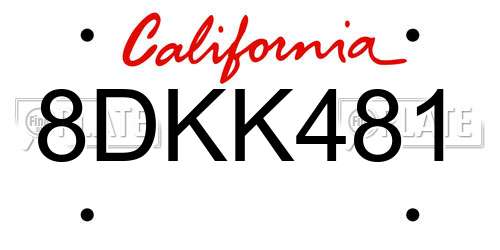 8DKK481 California License Plate