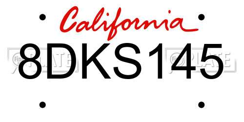 8DKS145 California License Plate