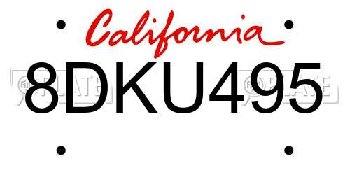 8DKU495 California License Plate