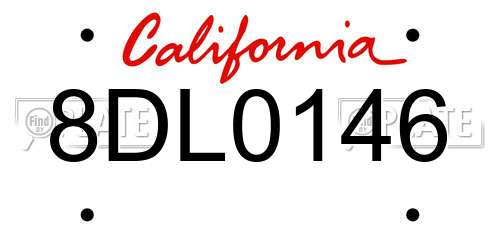 8DL0146 California License Plate