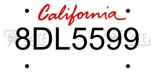 8DL5599 California License Plate