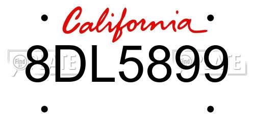 8DL5899 California License Plate