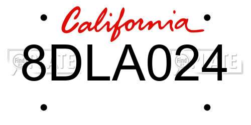8DLA024 California License Plate