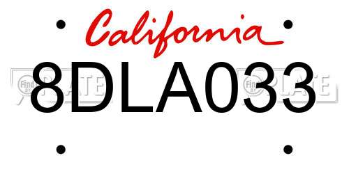 8DLA033 California License Plate
