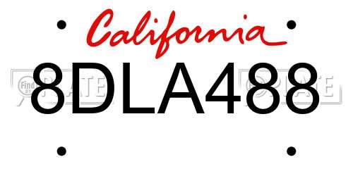 8DLA488 California License Plate