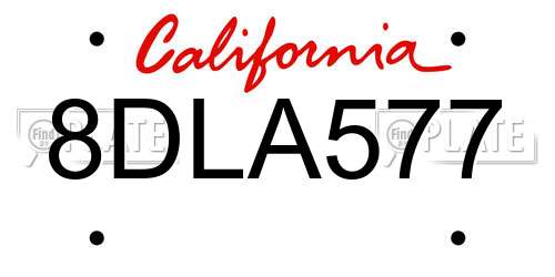8DLA577 California License Plate