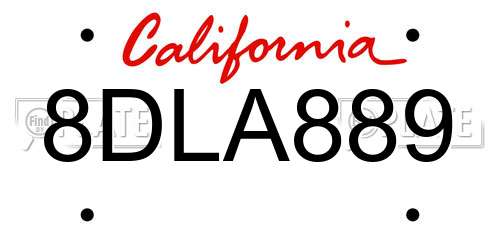 8DLA889 California License Plate