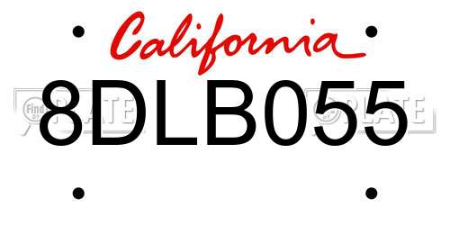 8DLB055 California License Plate