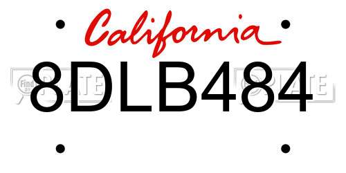 8DLB484 California License Plate