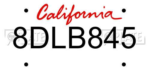 8DLB845 California License Plate