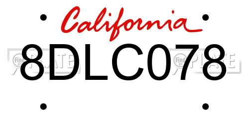 8DLC078 California License Plate