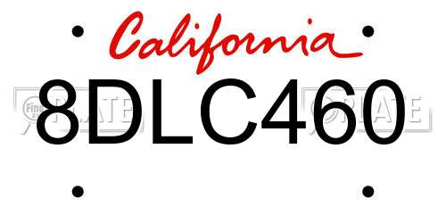 8DLC460 California License Plate