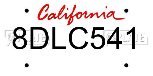 8DLC541 California License Plate