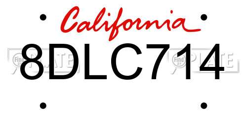 8DLC714 California License Plate