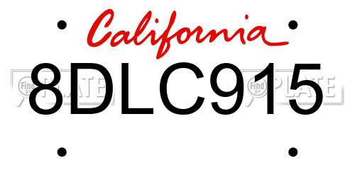 8DLC915 California License Plate