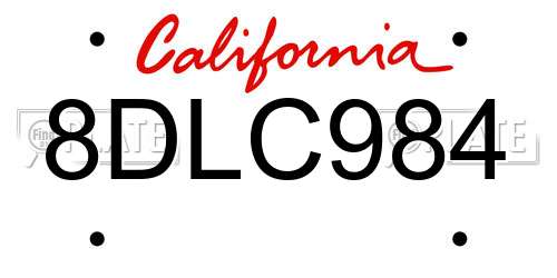 8DLC984 California License Plate